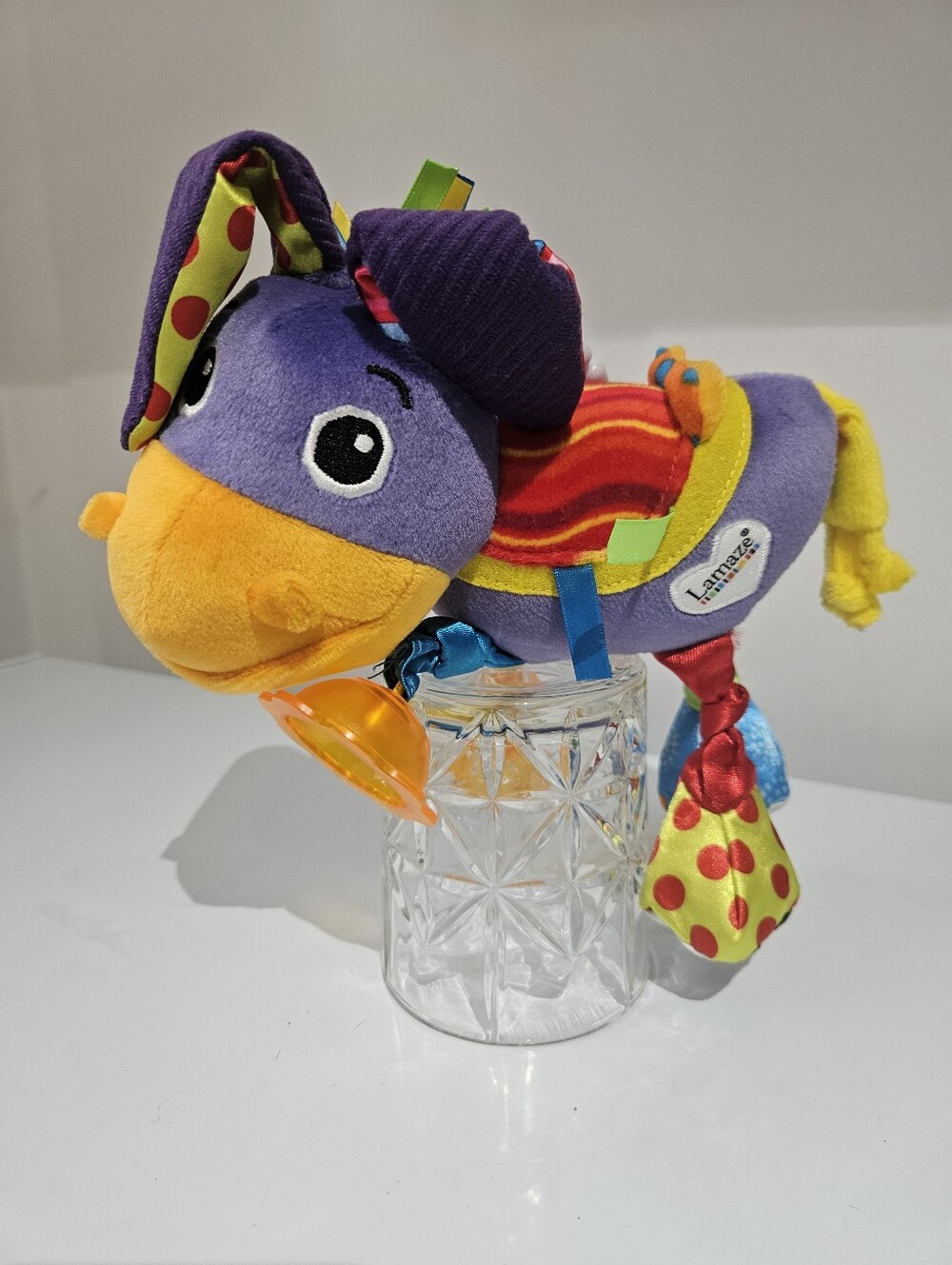 Lamaze Clip-On Car Seat & Stroller Toy Squeezy The Purple Donkey